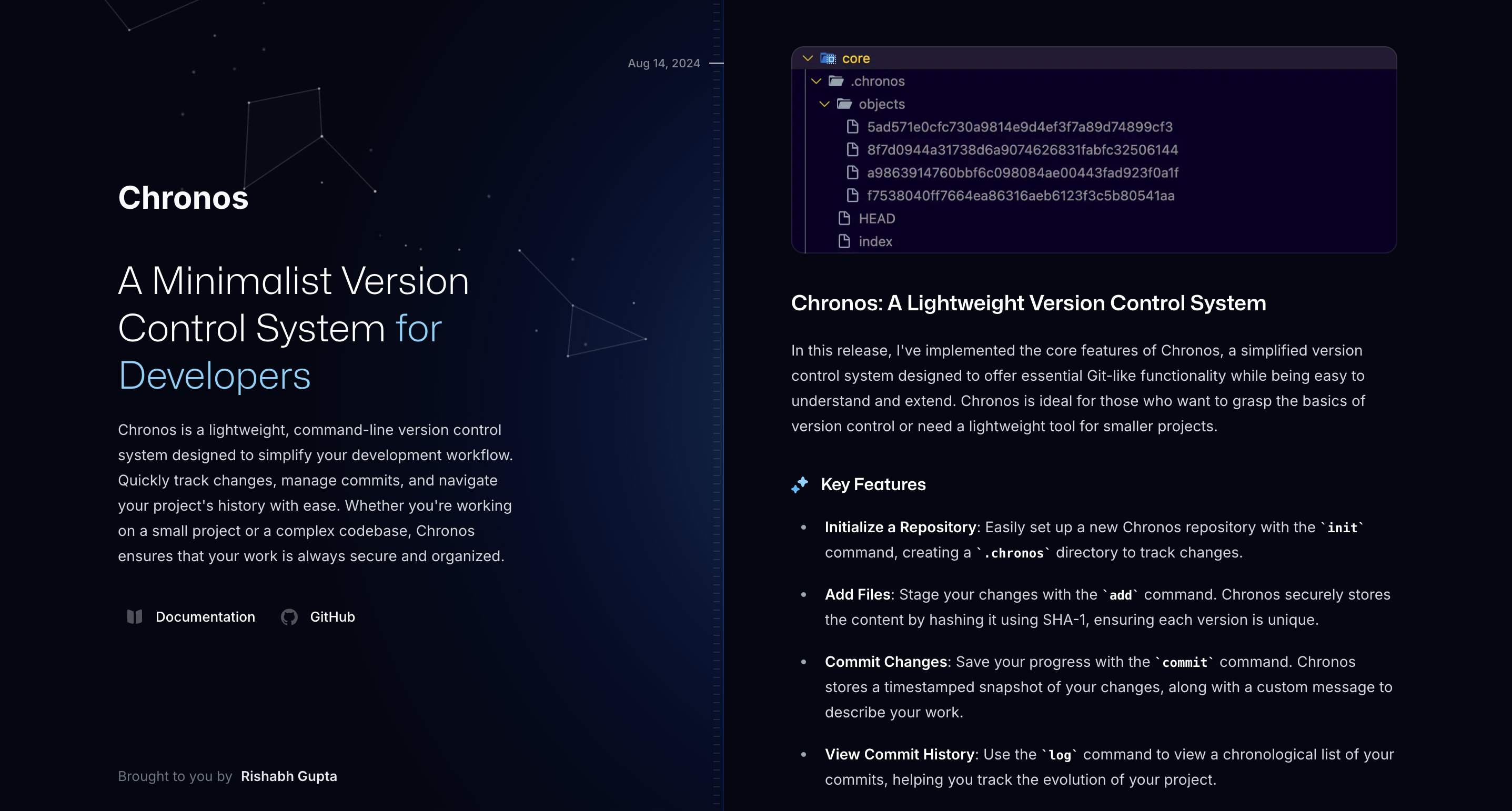 project snapshot